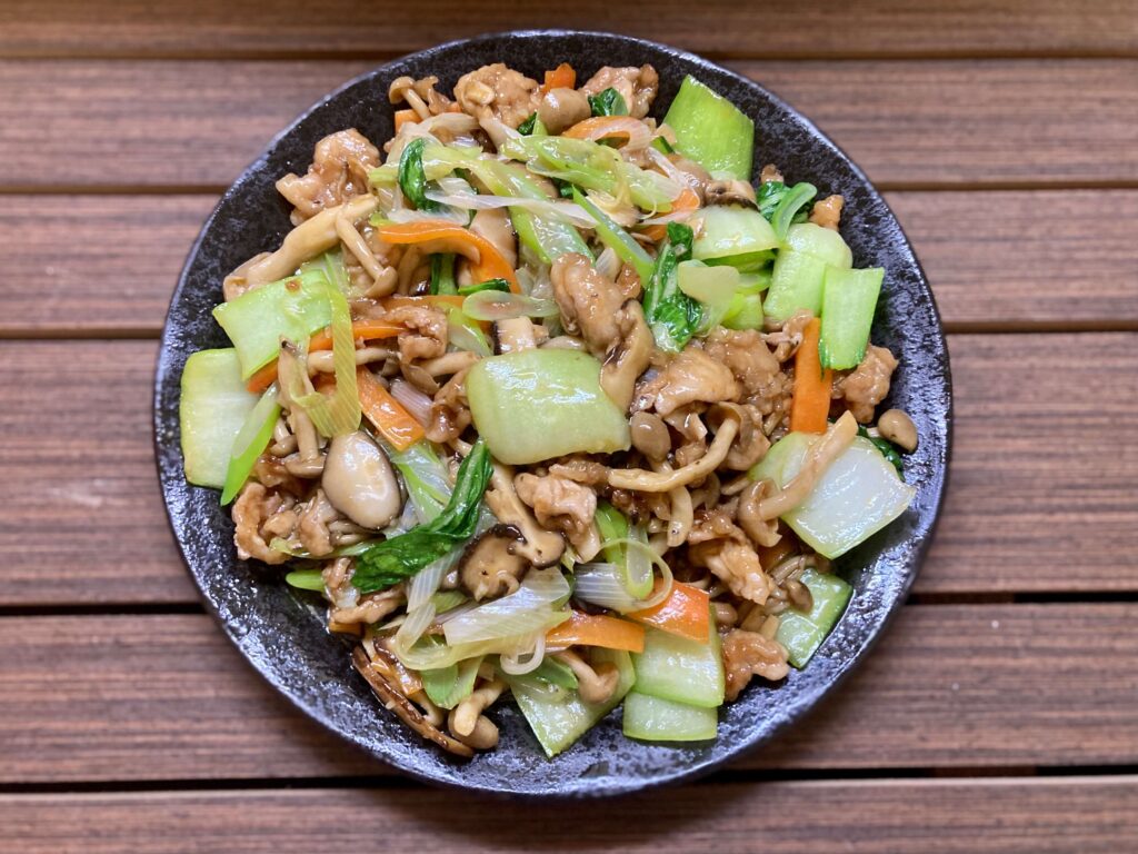 豚肉とチンゲン菜のオイスターソースの炒め